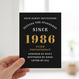 Postal 40th Birthday 1986 Black Gold Invitation
