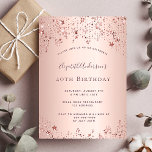 Postal 40th birthday party rose gold stars invitation<br><div class="desc">A modern, stylish and glamorous invitation for a woman's 40th birthday party. A faux rose gold metallic looking background with an elegant faux rose gold twinkling stars. The name is written with a modern dark rose gold colored hand lettered style script. Templates for your party details. Back: rose gold background....</div>