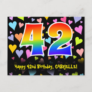 Postal 42º cumpleaños: Patrón de corazones divertidos, ar