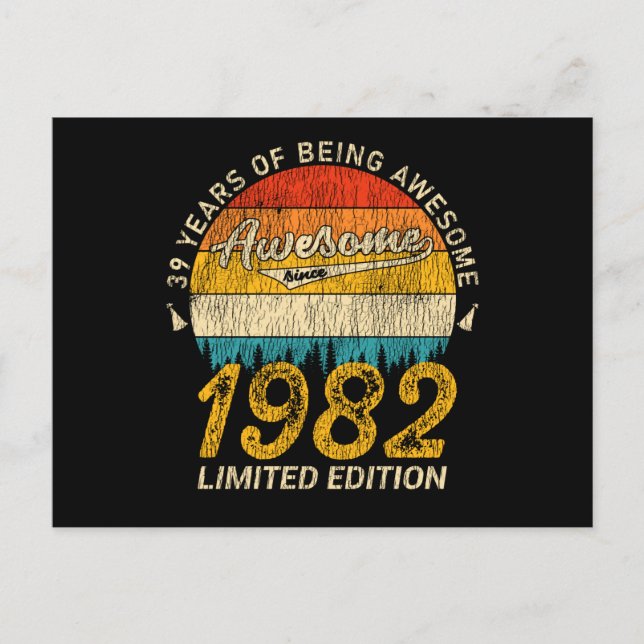 Postal 43 años de edad 1982 Regalo de cumpleaños 43 retro (Anverso)