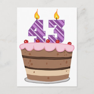 Postal 43 años en el pastel de cumpleaños