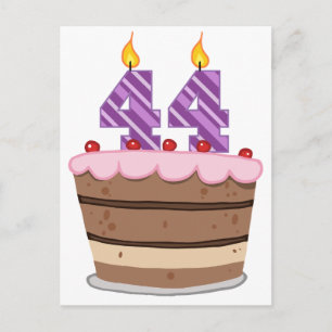 Postal 44 años en el pastel de cumpleaños