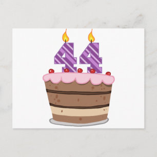 Postal 44 años en el pastel de cumpleaños