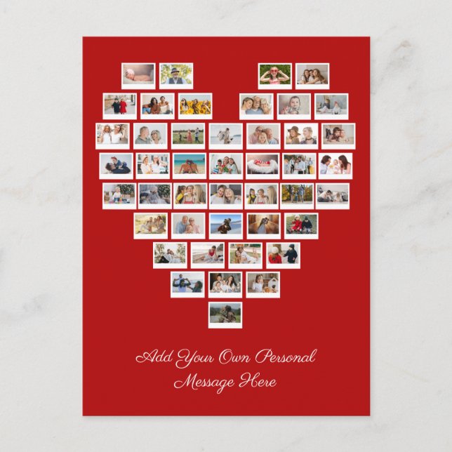 Postal 44 Photo Collage Add Your Own Greeting White Heart (Anverso)