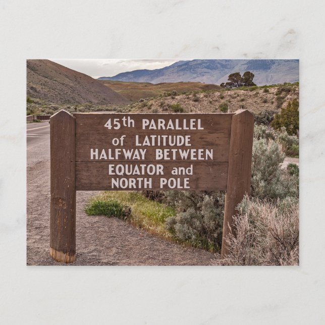 Postal 45.º Rótulo paralelo en Gardiner, Montana (Anverso)