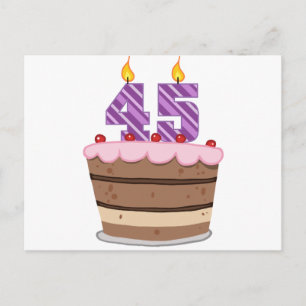 Postal 45 años en el pastel de cumpleaños