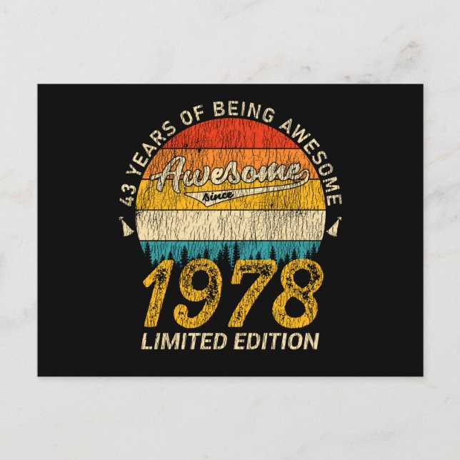 Postal 47 años Regalo Retro Increíble Cumpleaños 47 (Anverso)