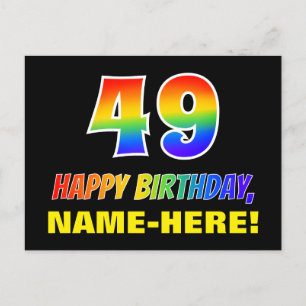 Postal 49º cumpleaños: audaz, divertido, simple, arcoiris