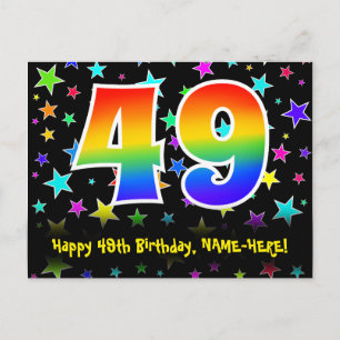 Postal 49º cumpleaños: Patrón de estrellas divertidas, ar