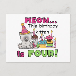 Postal 4.ª Camiseta y Regalos de Cumpleaños de los Gatito