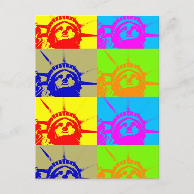 Postal 4 Color Pop Art Lady Liberty (Anverso)