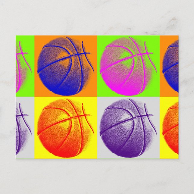 Postal 4 Colores Pop Art Basketball (Anverso)