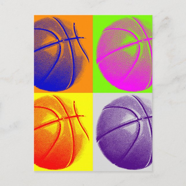 Postal 4 Colores Pop Art Basketball (Anverso)