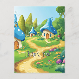 Postal 4 de 17 pueblo de Blue Mushroom