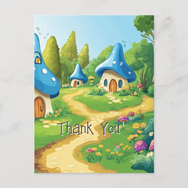 Postal 4 de 17 pueblo de Blue Mushroom (Anverso)