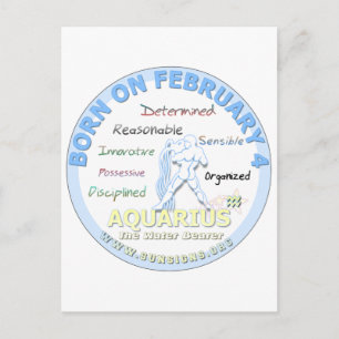 Postal 4 de febrero Cumpleaños - Aquarius