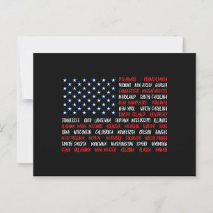 Postal 4 de julio Bandera Estadounidense Todos los 50 nom