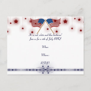 Postal 4 de julio Banderas y Estrellas Patrióticas de Est