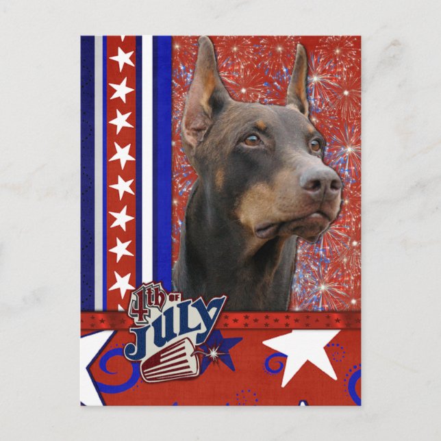 Postal 4 de julio - Doberman - Rojo - Rojo (Anverso)