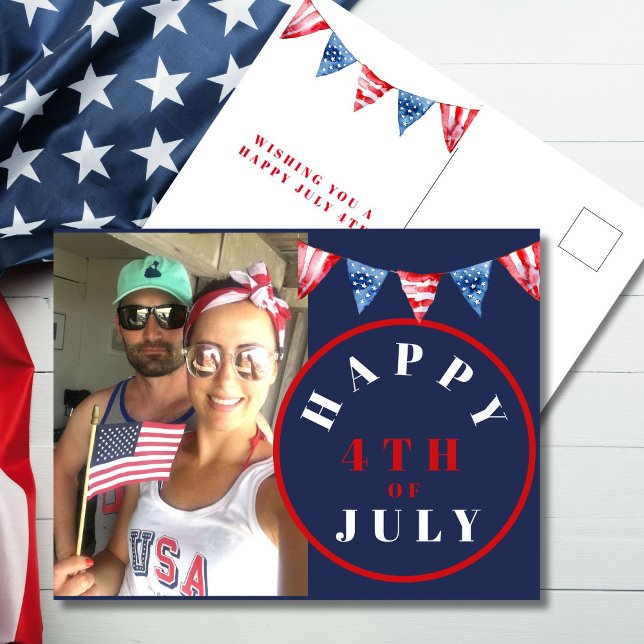 Postal 4 de julio Foto Bunting Red White Blue (Subido por el creador)