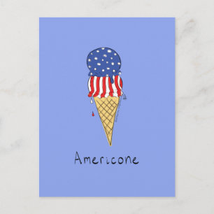 Postal 4 de julio Funny American Ice Cream