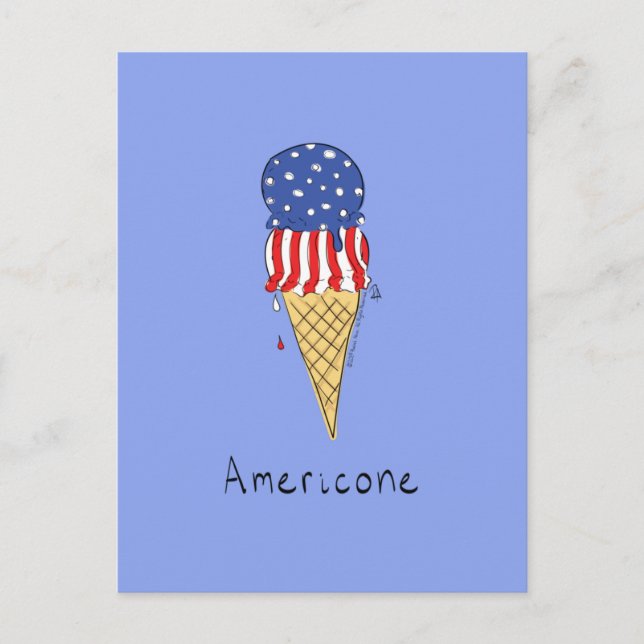 Postal 4 de julio Funny American Ice Cream (Anverso)
