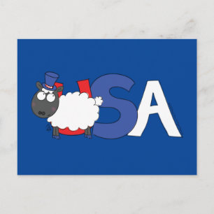 Postal 4 de julio Funny USA Sheep