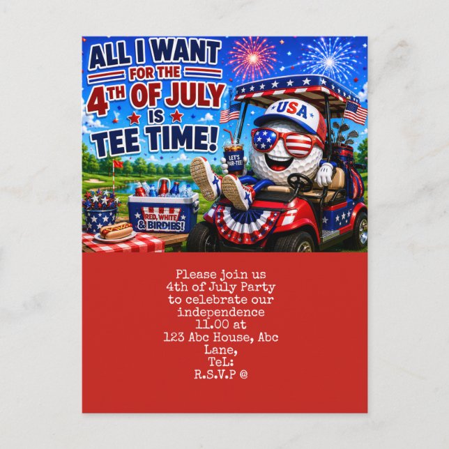Postal  4 de julio, guarda la fecha  Fiesta del Día de la (Anverso)
