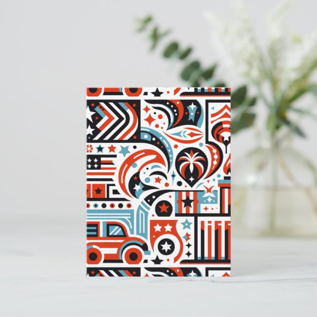 Postal 4 de julio Patrón Generativo (Anverso de pie)