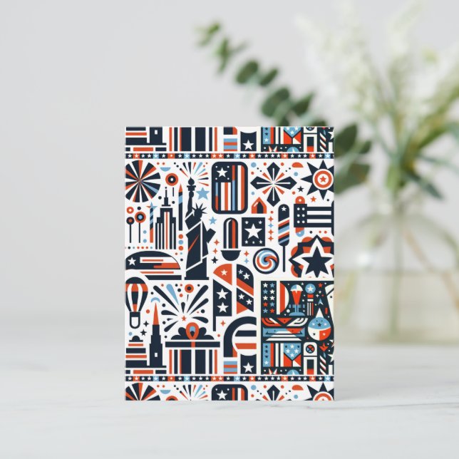 Postal 4 de julio Patrón Generativo (Anverso de pie)