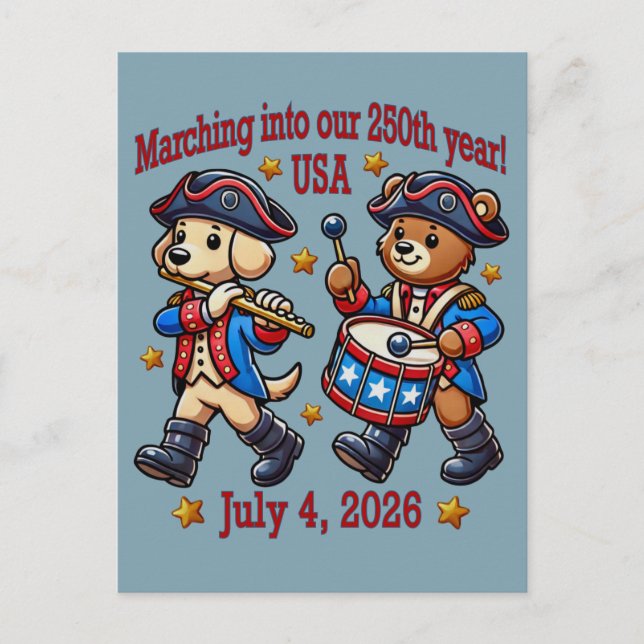 Postal 4 de julio Semiquincentenario del 250 aniversario  (Anverso)