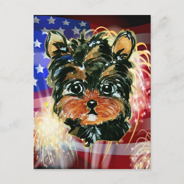 Postal 4 de julio YORKIE POO (Anverso)