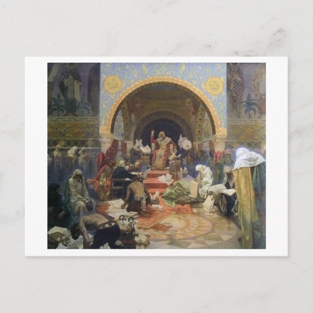 Postal #4 El zar búlgaro Simeon, Mucha (Anverso)