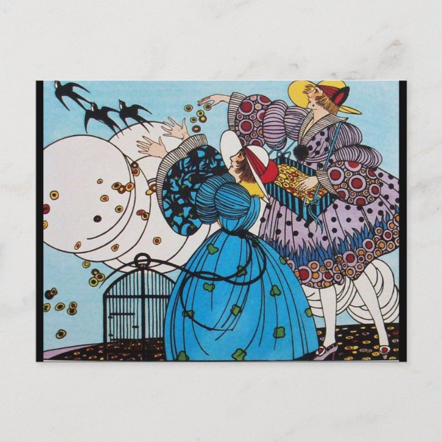 POSTAL 4 ESTACIONES/AVES DE PRIMAVERA/DISEÑADOR DE COSTUM (Anverso)