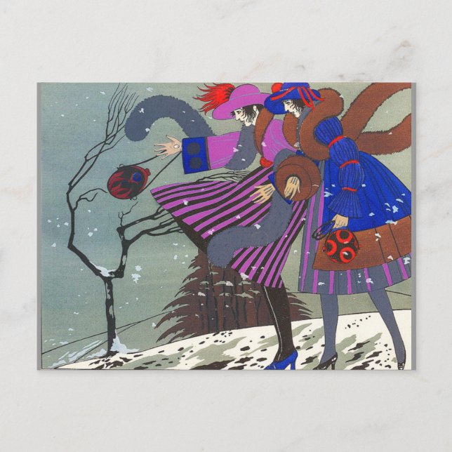 POSTAL 4 ESTACIONES / NIEVE INVIERNO / DISEÑADOR DE CÓSTU (Anverso)