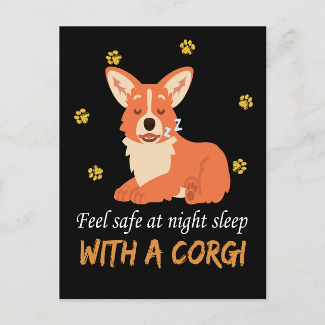 Postal 4 Siéntete Seguro De Noche Dormiendo Con Un Corgi (Anverso)