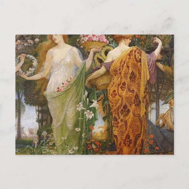 Postal 4 Temporadas De Walter Crane (Anverso)
