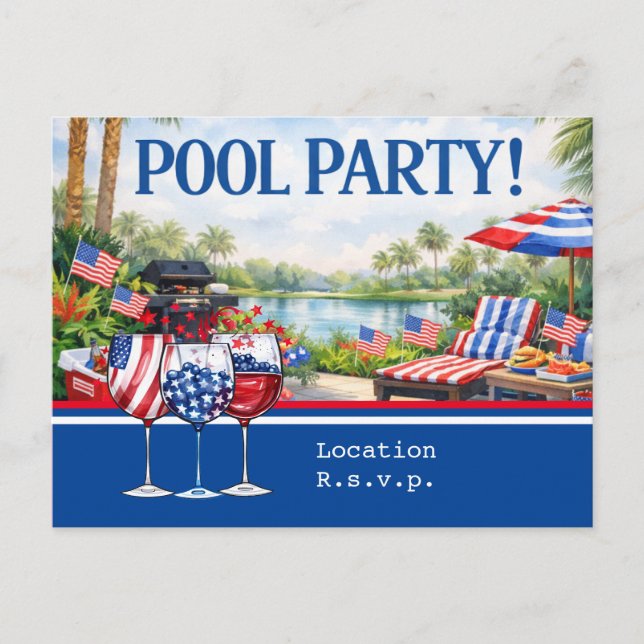 Postal 4th of July Celebration Barbecue Pool Party  (Anverso)