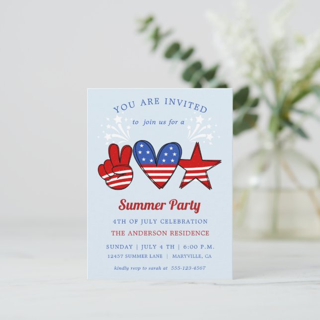 Postal 4th of July Pool And Ice Cream Party Invitation Po (Anverso de pie)