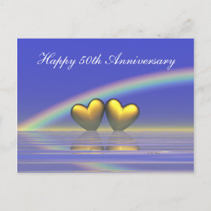 Postal 50º Aniversario Corazones Dorados