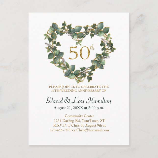 Postal 50.ª acuarela Boda Corazón de Marfil (Anverso)