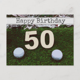 Postal 50.ª carta de cumpleaños de golf con bola de golf