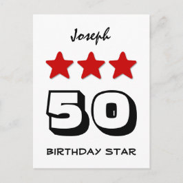 Postal 50.ª Estrella de Cumpleaños Rojo Negro y Blanco Z5