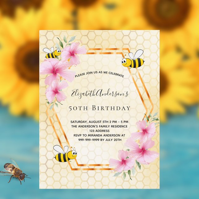 Postal 50.ª fiesta de cumpleaños abejas dulces (Subido por el creador)