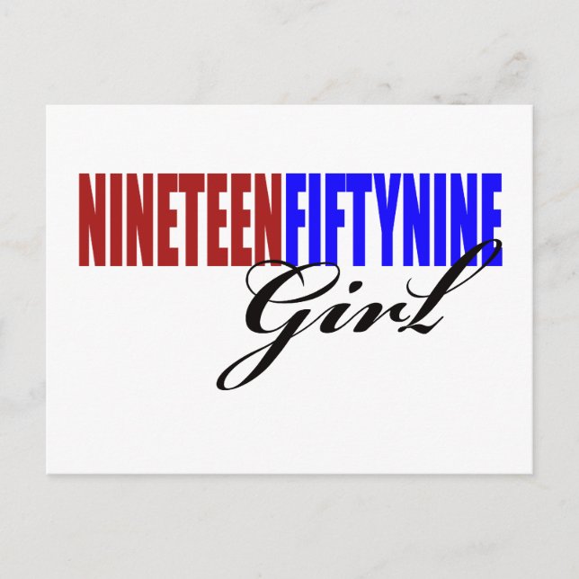 Postal 50.ª Regalos de cumpleaños, Chica de 1959! (Anverso)