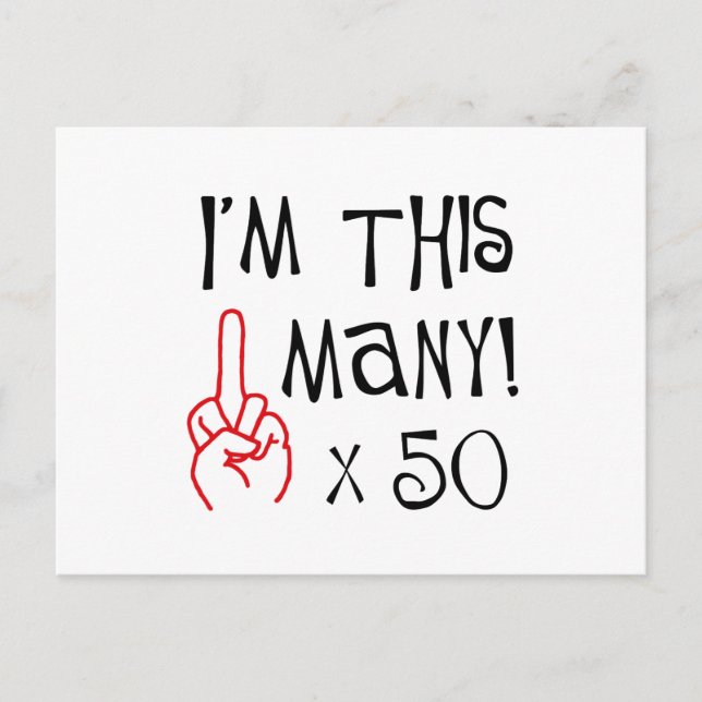 Postal 50.º cumpleaños Saludo al Dedo Medio (Anverso)