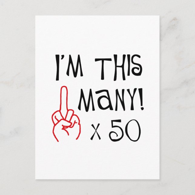 Postal 50.º cumpleaños Saludo al Dedo Medio (Anverso)
