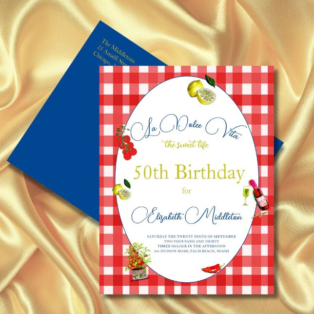 Postal 50.º tema italiano Lemon Rojo Azul Blanco Invitaci (Subido por el creador)