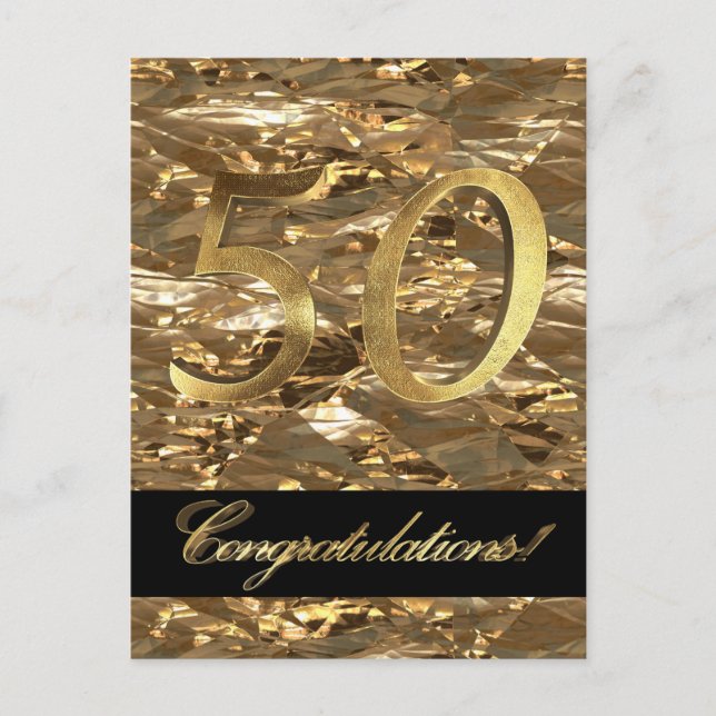 Postal 50 50º aniversario Tipografía de oro (Anverso)