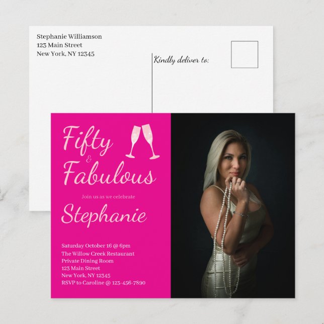 Postal 50 and Fabulous | 50th Birthday Party Photo (Anverso / Reverso)